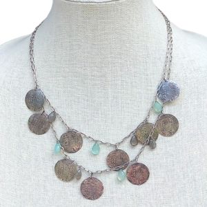 Stella & Dot retired labradorite and aquamarine coin necklace